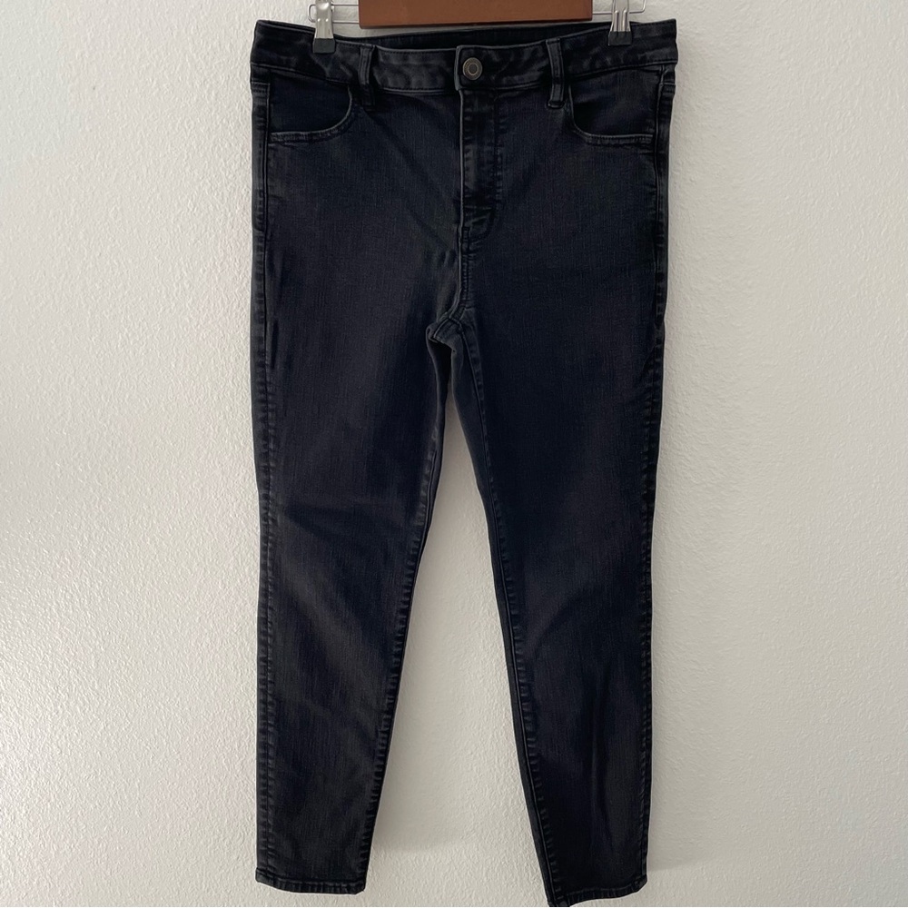 American Eagle Hi-Rise Jegging Women Sz 14 Regular Black High Stretch Fits 32x28